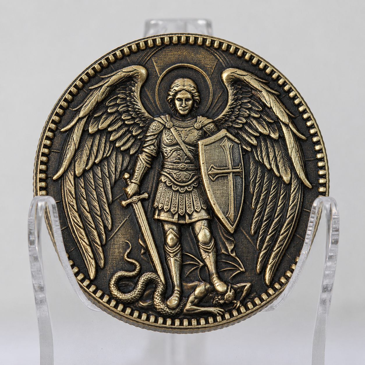 St. Michael Temalı Pirinç Madalyon