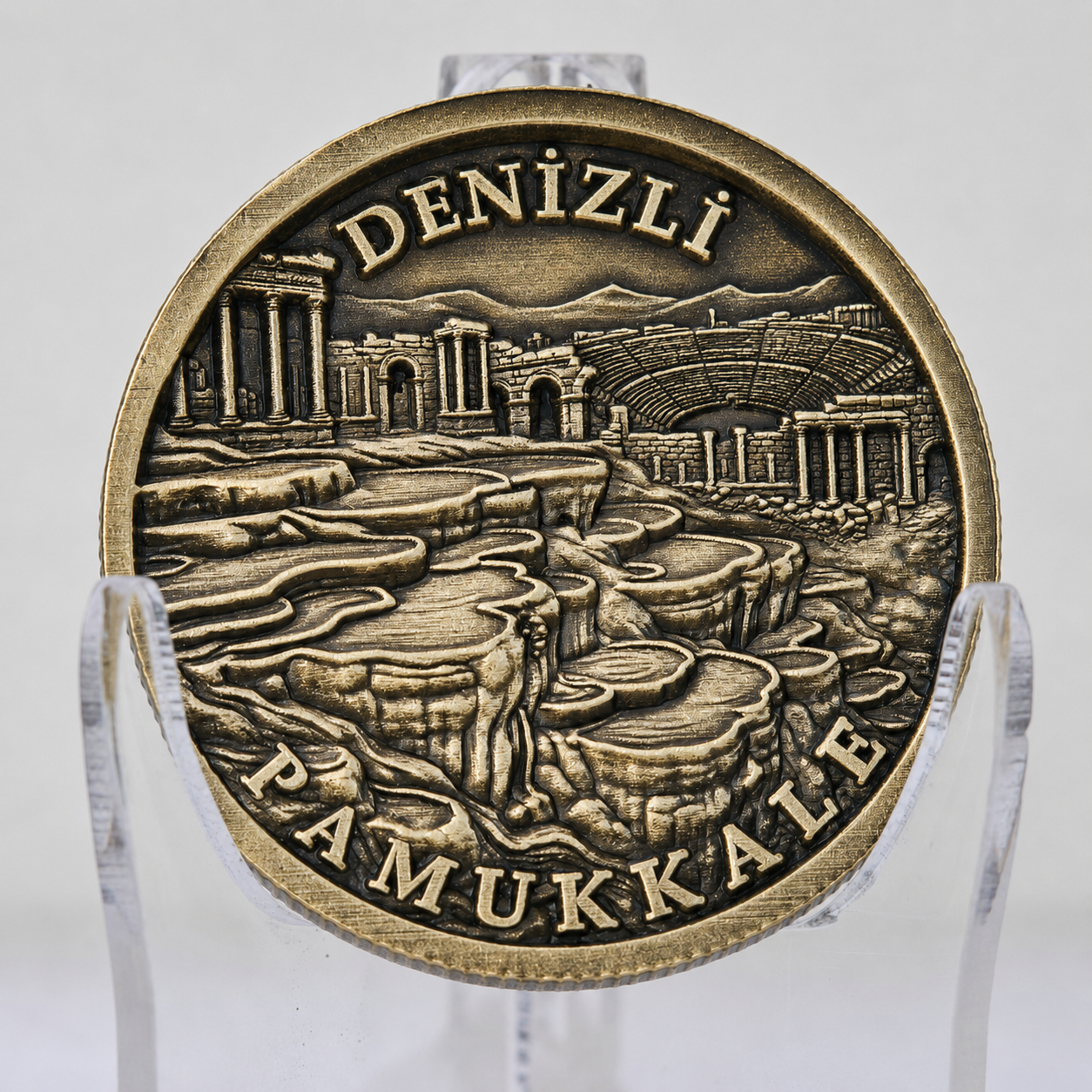 Pamukkale Temalı Pirinç Madalyon